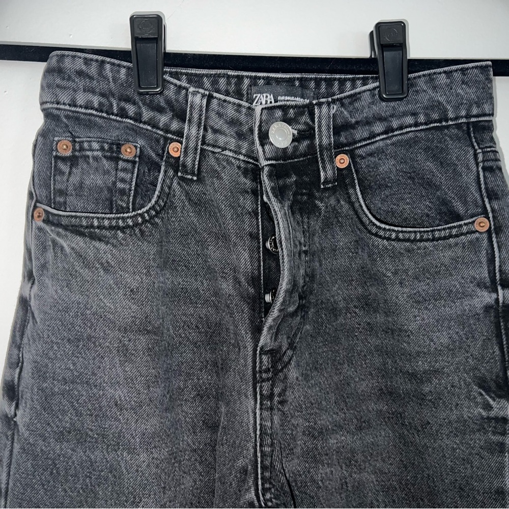 Zara Raw Hem Faded Black Jeans